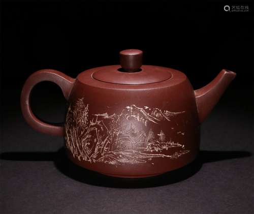 A CHINESE BOCCARO TEAPOT