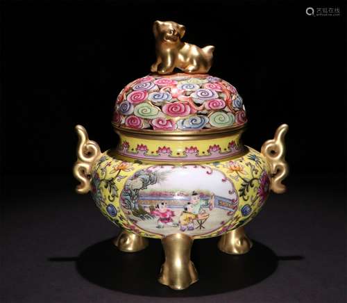 A CHINESE  GILTING ENAMEL INCENSE BURNER