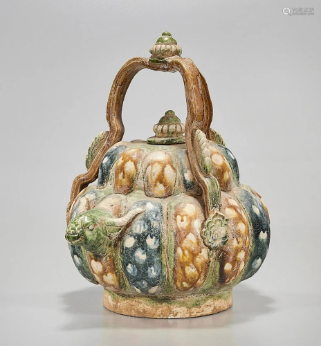 Chinese Ceramic Sancai-Style Teapot
