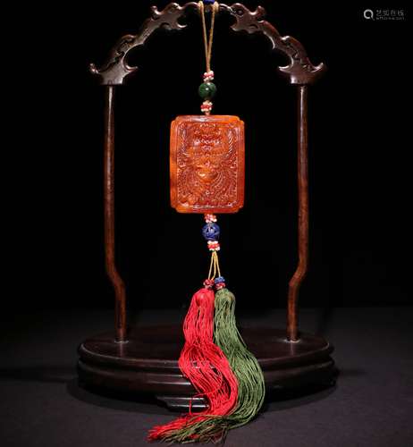 A CHINESE BEESWAX PENDANT