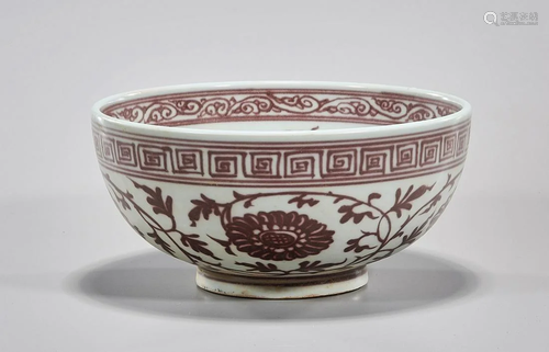 Chinese Red and White Porcelain Bowl