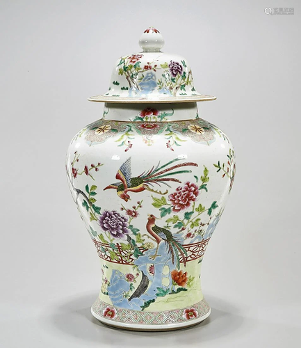 Chinese Enameled Porcelain Covered Vase