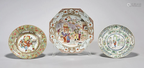 Three Chinese Enameled Porcelain Dishes