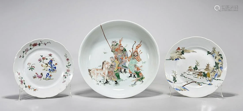 Three Chinese Enameled Porcelain Dishes