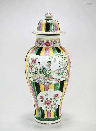 Chinese Enameled Porcelain Covered Vase