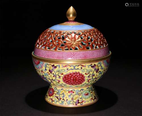 A CHINESE  GILTING ENAMEL INCENSE BURNER