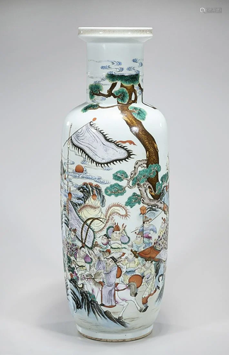 Tall Chinese Enameled Porcelain Vase