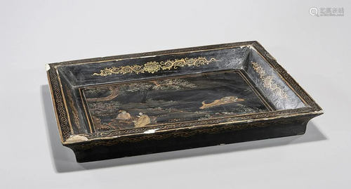 Chinese Painted Wood Tray