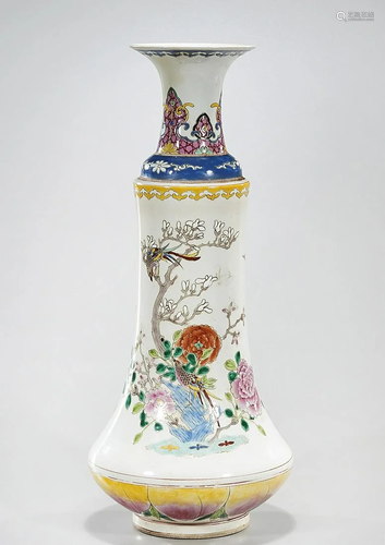 Chinese Enameled Porcelain Gu-Form Vase