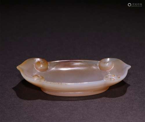 A CHINESE AGATE RUYI BRUSH LICK