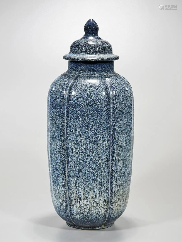 Chinese Blue Splash Glazed Porcelain Covered Vase