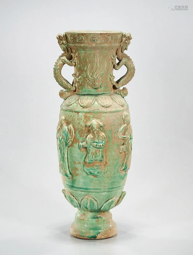 Chinese Green Glazed Ceramic Urn