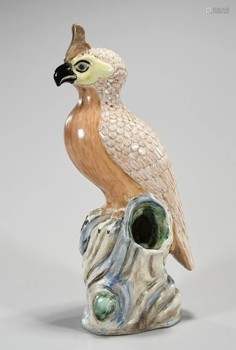 Chinese Enameled Porcelain Parrot