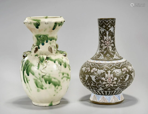 Two Chinese Glazed Ceramic Vases