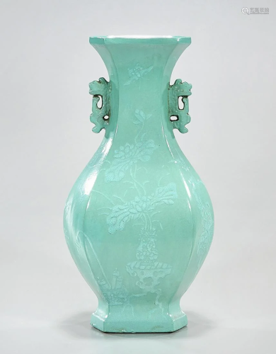Chinese Glazed Porcelain Hexagonal Vase