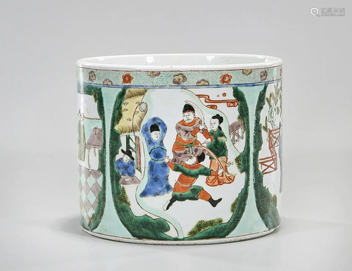 Chinese Enameled Porcelain Brush Pot