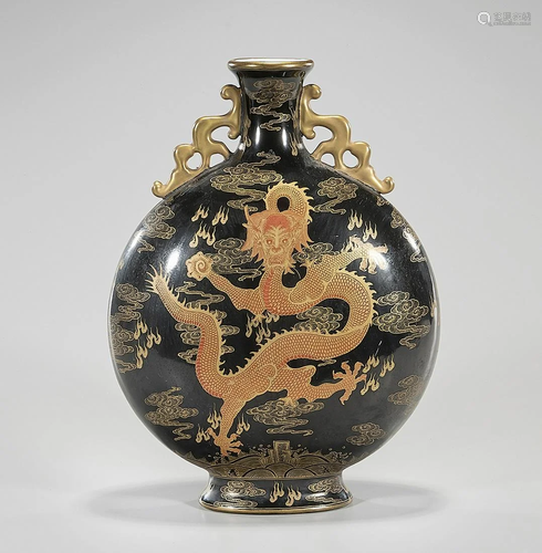 Chinese Enameled Porcelain Moon Flask