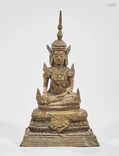 Thai Metal Seated Buddhist Figure