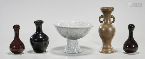 Group of Five Chinese Monochrome Ceramics