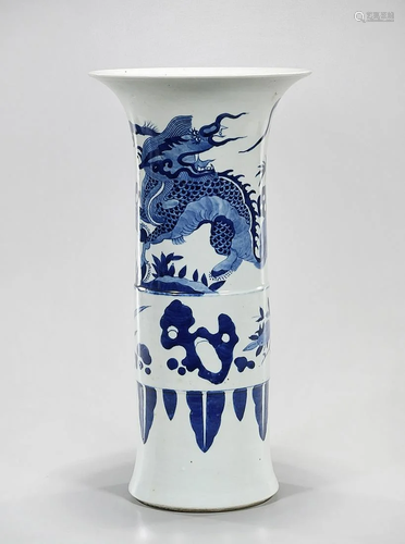 Chinese Blue and White Porcelain Gu-Form Vase