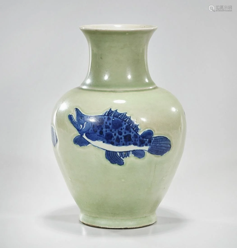 Chinese Green and Blue Porcelain Vase
