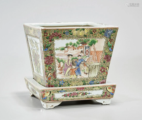 Chinese Enameled Porcelain Square Form Planter