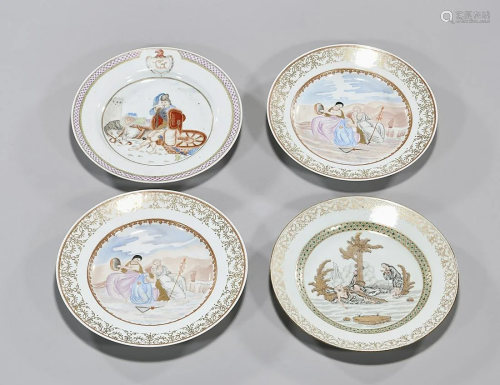 Group of Four Chinese Enameled Porcelain Plates