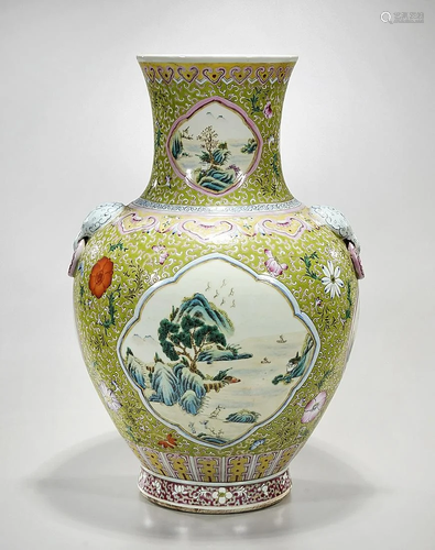 Tall Chinese Enameled Porcelain Vase