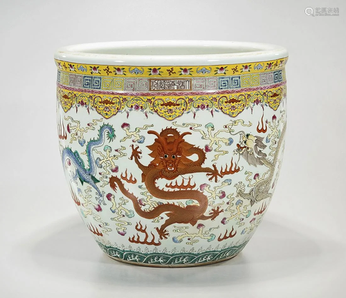 Chinese Enameled Porcelain Jardiniere