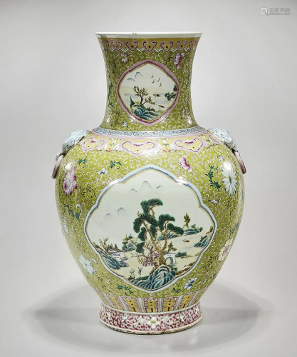 Tall Chinese Enameled Porcelain Vase