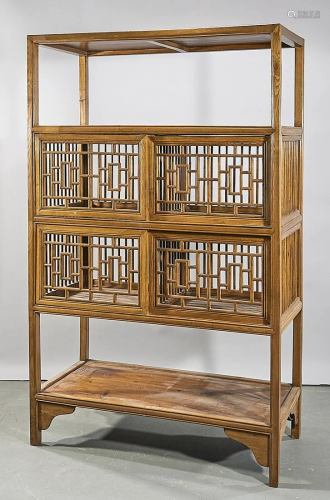 Chinese Wood Openwork Cabinet