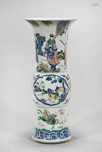 Chinese Enameled Porcelain Gu-Form Vase