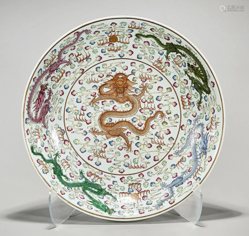 Large Chinese Enameled Porcelain Charger