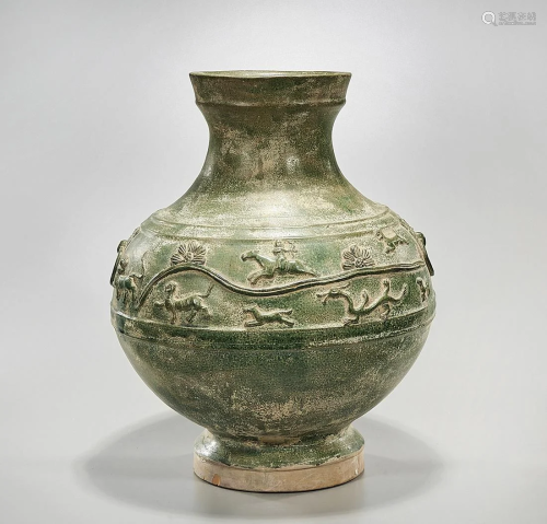 Chinese Green Glazed Han-Style Pottery Vase