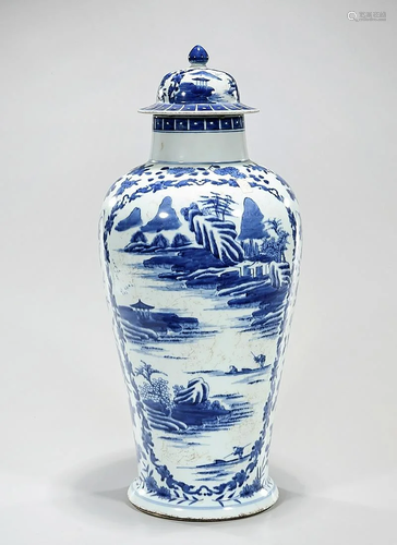 Chinese Blue and White Porcelain Covered Vase