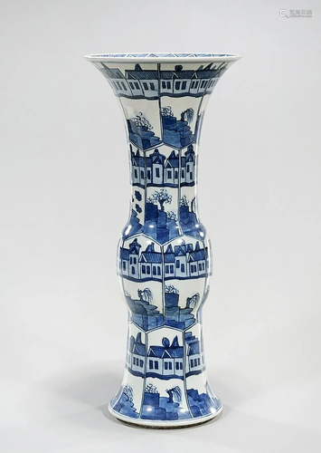 Chinese Blue and White Porcelain Gu-Form Vase