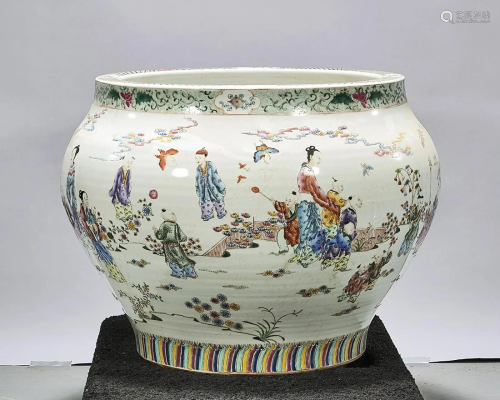 Large Chinese Enameled Porcelain Fish Bowl