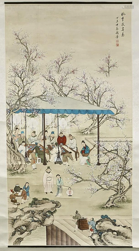 Chinese Ink and Color on Silk Scroll