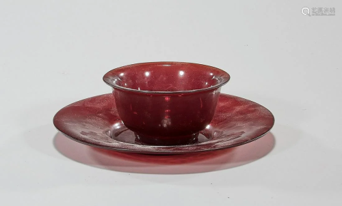 Antique Chinese Ruby Peking Glass Finger Bowl