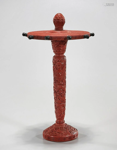 Chinese Cinnabar-Like Jewelry Stand