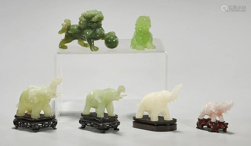 Group of Six Chinese Hardstone Carvings