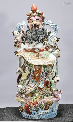Chinese Enameled Porcelain Star God Figure