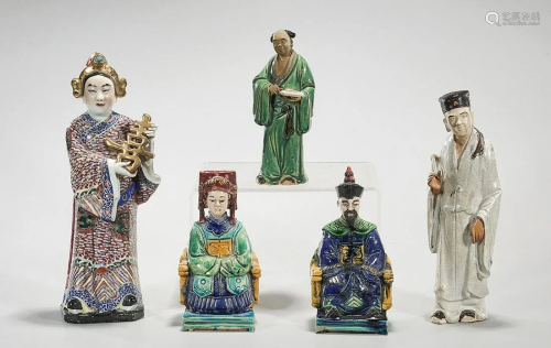 Group of Five Various Chinese Ceramic Figures