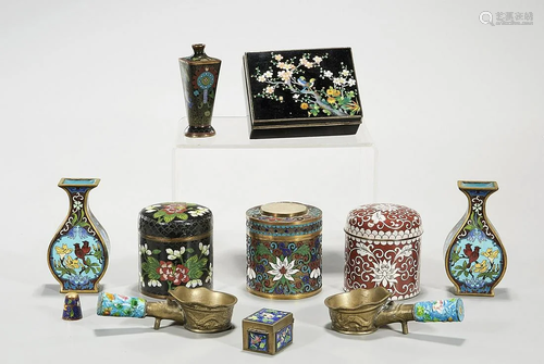 Group of Eight Chinese and Japanese Cloisonne