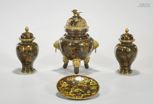 Group of Four Cloisonne Pieces