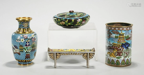 Four Various Chinese and Japanese Cloisonne Pieces