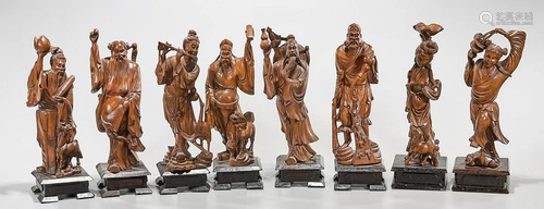 Group of Chinese Wood Figures of Eight Immortals