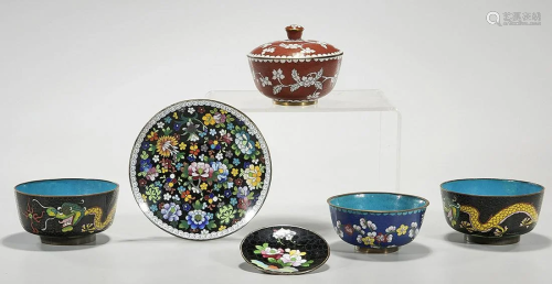 Group of Six Japanese Cloisonne Pieces