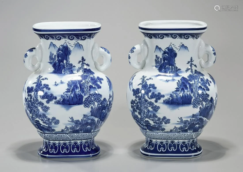 Two Chinese Rectangular Bulbous-Form Vases