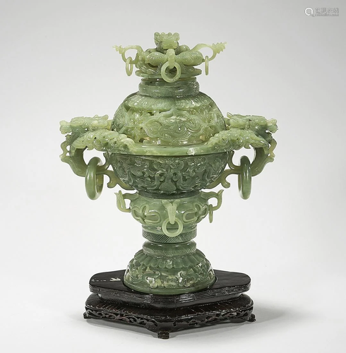 Chinese Bowenite or Serpentine Covered Censer